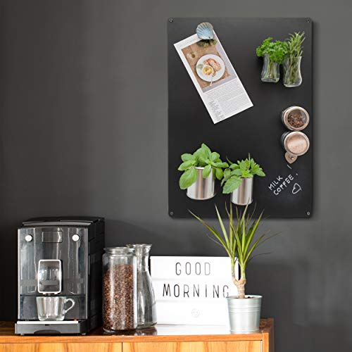 Magnettafel Magnetboard aus Metall - 58 x 40 Magnettafel Schwarz - Magnetwand inkl. Befestigung