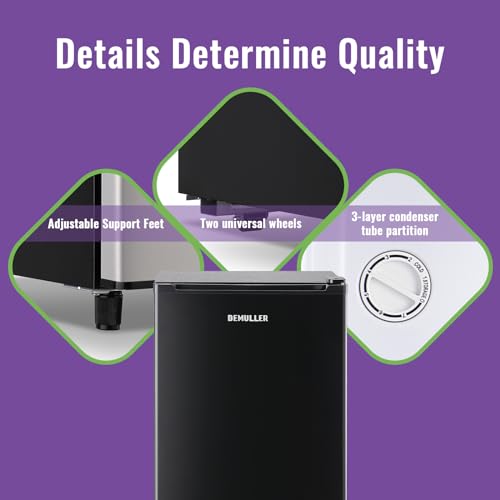 DEMULLER Mini Upright Freezer 3.2 Cubic Feet Front Door Freezer Compact Upright Freezer with 7-speed Temperature Control for Home Kitchen Office Apartment Black - Thumbnail 5