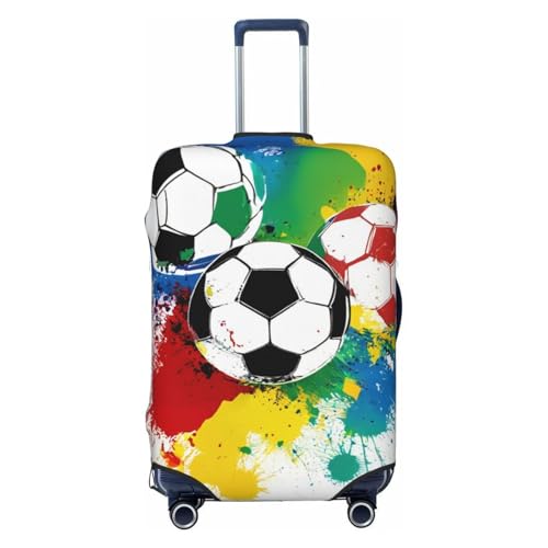Travel Luggage Suitcase Zipper Closure Baggage Cover Fits 18-32 inch Suitcase, Anti-Scratch Luggage Case Protective Cover, Splash Ink Colorful Paint Football Soccer Ball