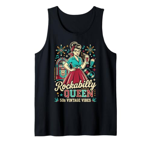1950s Retro Rockabilly Pinup Vintage Style for Women Camiseta sin Mangas