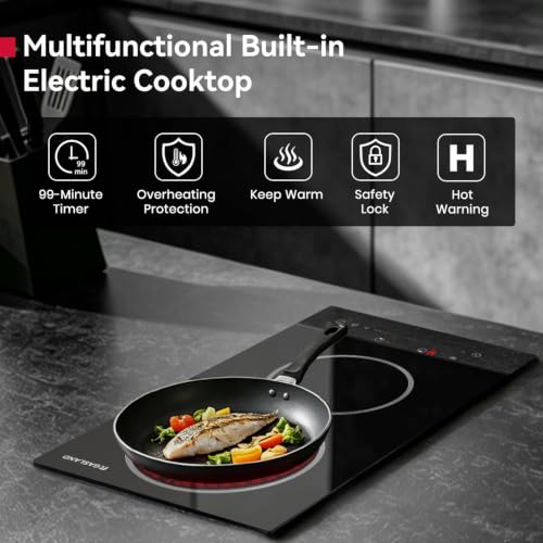 Image of GASLAND 12 Inch Electric Cooktop 2 Burner ETL Certified, 3000W Built-in Electric Radiant Glass Stove Top with 16 Power Levels, 220V Ceramic Hob, Keep Warm, Slide Touch Control & Timer