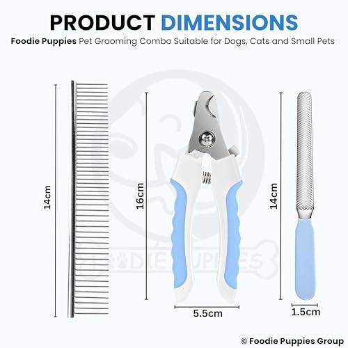 Image of Foodie Puppies 3-in-1 Pet Grooming Kit for Dogs & Cats | Cordless Electric Trimmer, Nail Clipper with Filer and Steel Flat Comb | Low Noise, Rechargeable, Professional Grooming Set