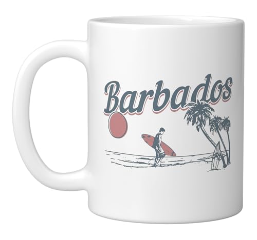 Taza de cerámica blanca 11 onzas Barbados Surf Vintage miniatura 1