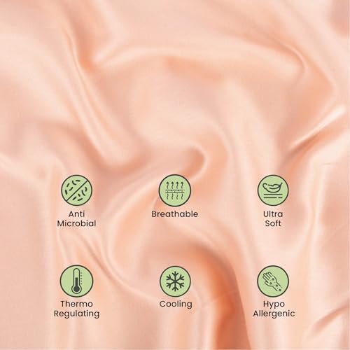 Image of Mush Bamboo Pillow Cover Set of 2 | 400 TC | 100% Bamboo Pillow Cover for Hair and Skin | Breathable, Silky Soft and Envelope Pillowcases for Hot Sleepers & Night Sweats | 17 inchx 27 inch (Peach, King)