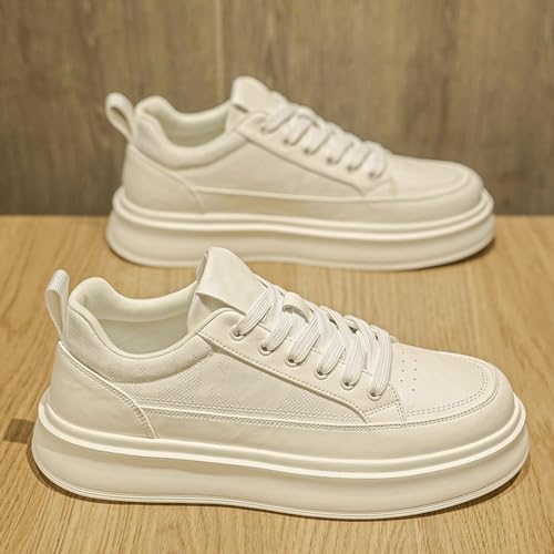 Men's Fashion Breathable Mesh Leather Lace Up Sneakers Casual Retro Non Slip Round Toe Platform Driving Walking Sneakers3