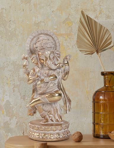 Estatua de Ganesha hindú de resina decorativa dorada miniatura 5