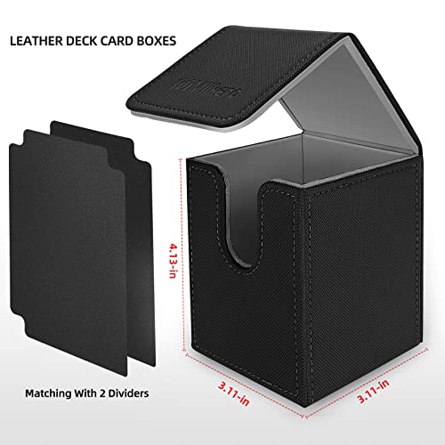 Image of Mlikero 2 Pack Card Deck Box, Commander Deck Box Holds 200+ Single Sleeved Cards with 2 Dividers, Leather Magnetic Card Box Fit for MTG, TCG