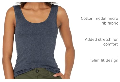 Image of Amazon Essentials Women's Slim-Fit Ribbed Scoop Neck Tank Tops, Pack of 2