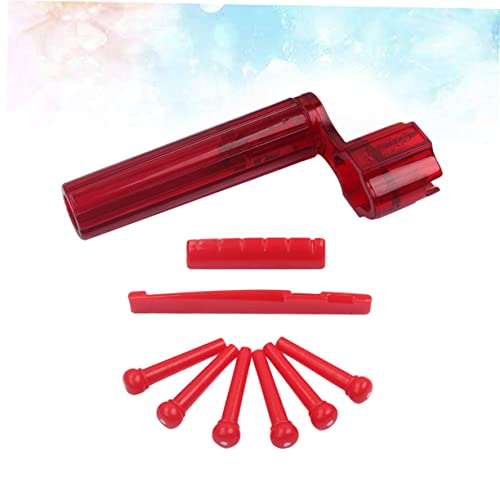 Generic 1g08 Red Acoustic Guitar Bridge Pins Set Guitar Saddle Nut Spring Winder Acoustic Pins