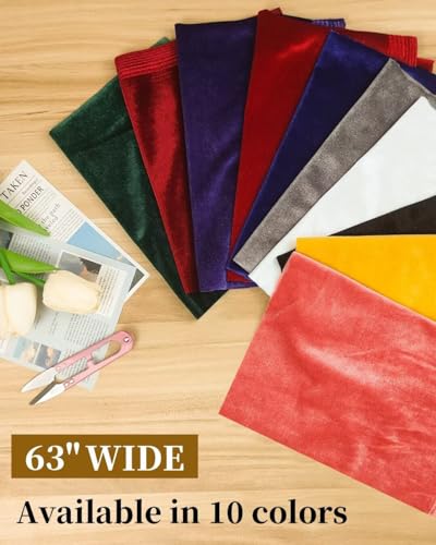 Image of HOTGODEN White Stretch Velvet Fabric by The Yard: 63 inch Wide 2 Yards 95% Polyester 5% Spandex Velvet Fabric for DIY Sewing, Upholstery, Apparel, Costume, Craft