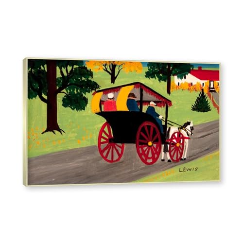 Cadre dore champagne avec tableau de paysage celebre Maud Lewis haute qualite