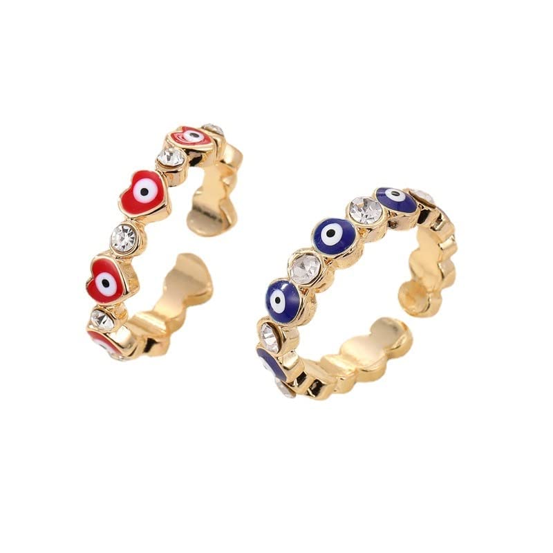 Anillo Azul Rojo para Mujeres Hombres de Circón Geométrico Corazón Abierto Pareja Anillos de Boda Joyas Blancas, OZZKI, Blanco