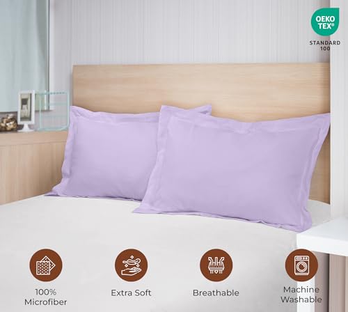 Image of Royale Linens Pillow Shams 2 Pack Standard Size 20x26 Inch - 1800 Microfiber - Bed Pillow Shams, Wrinkle Resistant Super Soft and Cozy - Back Overlap Closure - Oxford Pillowcase (Standard, Lavender)