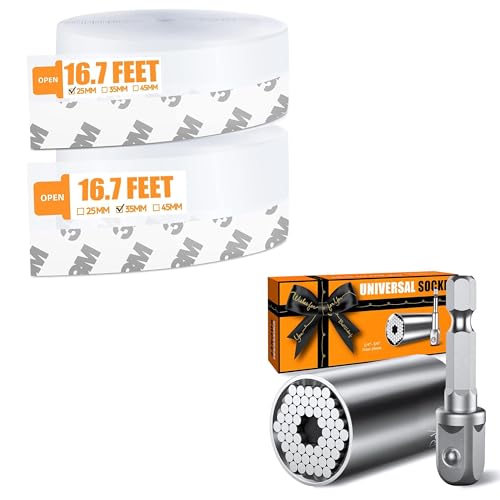 33.5 Ft Door Weather Stripping Door Seal with Stocking Stuffers for Adults Men, Super Universal Socket Tools Gifts for Men