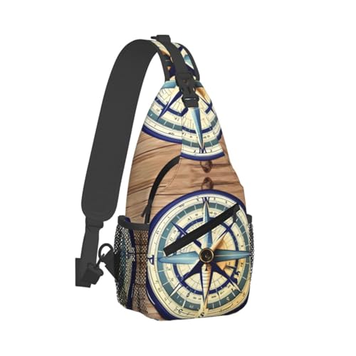 Mochila urbana cruzada con estampado de brújula náutica miniatura 2
