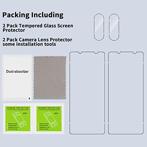 Pkila Compatible with Sony Xperia 5 IV Screen Protector, 2 Pack Tempered Glass Protective Film 2 Pack Camera Lens Protector Anti-fingerprint Bubble-Free 9H Hardness Screen Protector