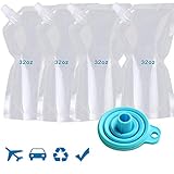 Dawnzen 4 x 32oz Discreet Plastic Flask Kit Liquor Bag to Sneak Booze Disguised Smuggle Alcohol on Cruise For Bringing Wine During Concerts, Clubs, Camping, Vacations Outdoor Travel