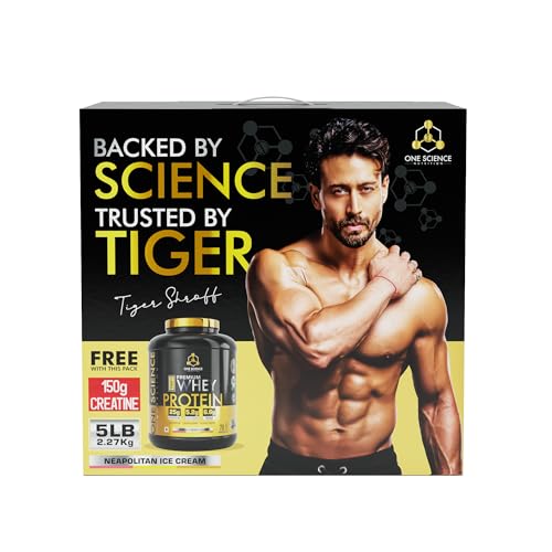 Image of One Science Nutrition Whey Protein Combo | 25g Protein /Scoop | Muscle Gain, Power & Workout Recovery | Free 150g Creatine | Neapolitan Ice Cream, 2.27 kg
