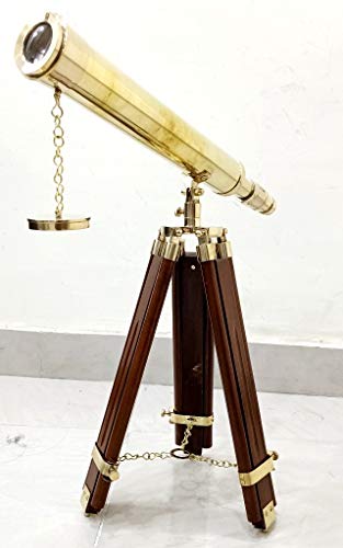 Marine Navy Brass Telescope Rosewood Tripod Stand Maritime Gift 18