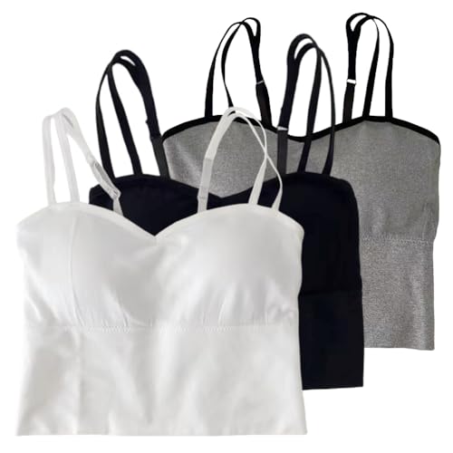 Girls Tops Built-in Bra V-Neck Crop Top Teen Camisole with Adjustable Straps Bralette Slim Fit Cami Tops for Girls2