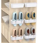 Yocice Wall Mounted Shoes Rack 6Pack with Sticky Hanging Strips, Plastic Shoes Holder Storage Org...