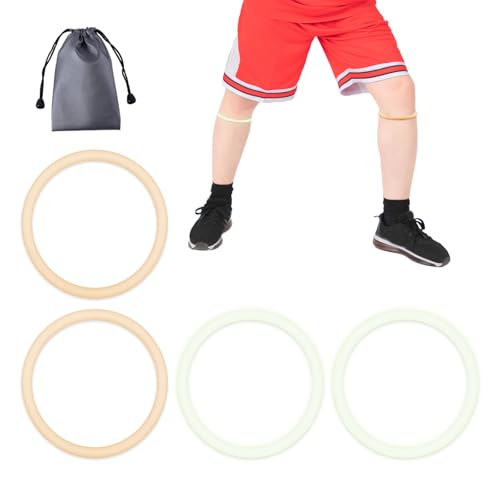 Image of 4pcs Knee Patellar Tendon Support Straps (Skin Color and Fluorescent White) | Silicone Patella Straps for Running Hiking Basketball Youth Men Women Fixed Knee Stabilization Bands Gear Accessories