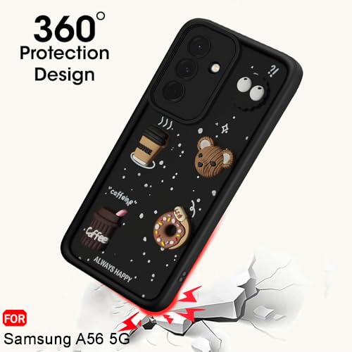 Image of TheGiftKart Back Cover Case for Samsung Galaxy A56 5G | Cute Fun Cartoon 3D Bear Coffee Case | Full Camera Protection | Shockproof Back Cover Case for Samsung Galaxy A56 5G (Silicone, Black)