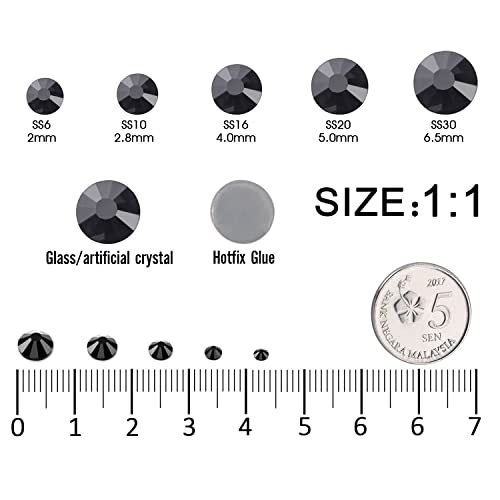 Ss30 Black Hotfix Rhinestones Crystal Glass Bulk For Fabric Clothes Shirts Shoes Tumblers Decoration Gifts Flat Back Round(6.5Mm 576Pcs) #TOP1