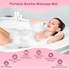 Electric Bubble Massage Mat with Pillow for Bathtub - Portable Spa Bubble Bath Massager, 6-Speed Adjustable Jet Spa & Remote Control, 13 Suction Cups, 74 Air Jets for Full-Body Relaxation