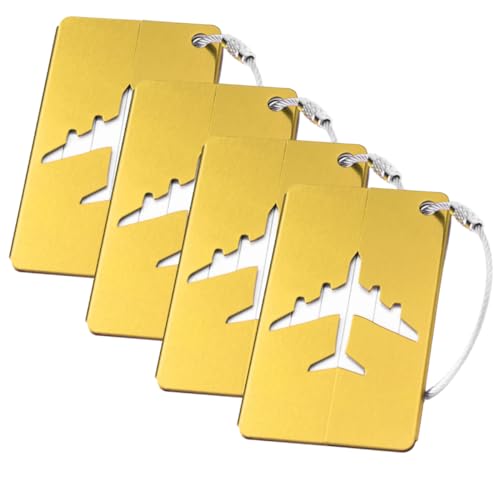 Kit 4 Tags De Mala Resistente Cabo Aço Identificação Segura Bagagem Viagem (Amarelo)