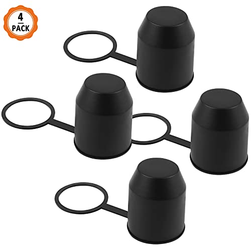 Yangfei 4Pcs Tapa Bola Remolque Protector Bola Remolque, Cubierta de Bola de Remolque PVC Cubierta de Bola para Gancho de Remolque (Negro, 54mm)