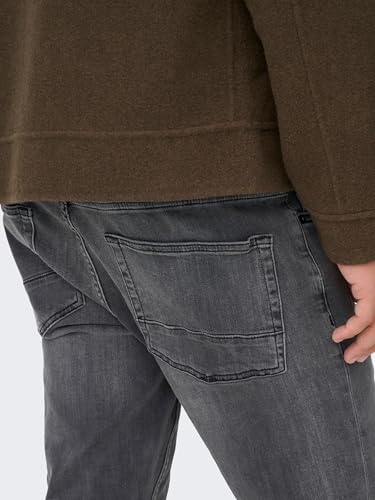 Only & Sons Uomo O&S Slim Fit Pantaloni Jeans Basic Denim Onswarp Elasticizzato Pantaloni A Svasati, Colore:Grigio, Taglia Pantalone:31W / 30L - 7