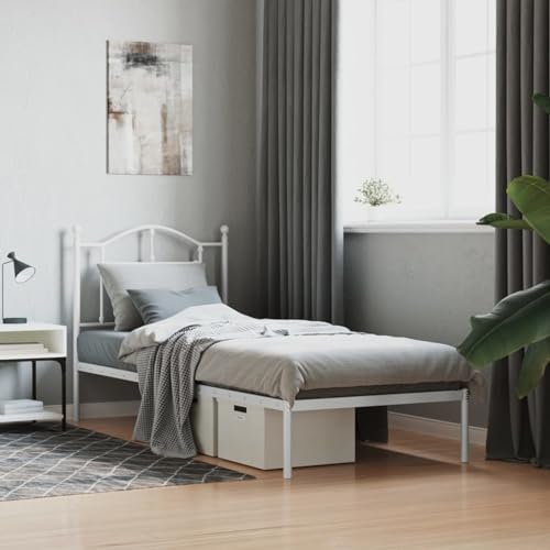 qohoio Estructura de Cama de Metal con cabecero Estructura Cama Bed Frame Muebles de Dormitorio Blanco 80x200 cm