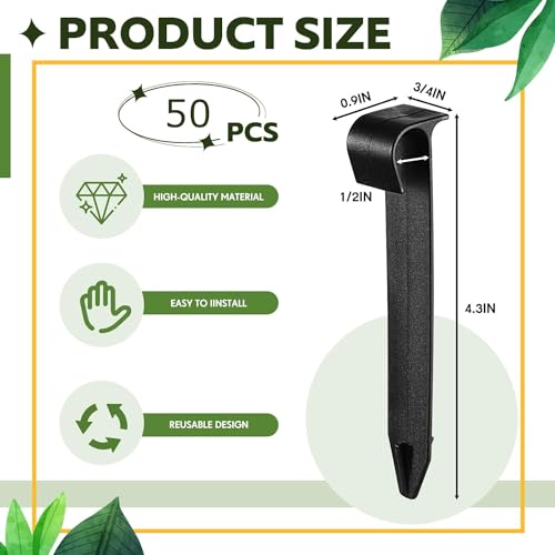 Hydrogarden 50k Gartenschlauch Anker Boden Befestigungsanker für Tropfschlauch Perlschlauch Steckgabel für 1/2 Zoll OD-Schläuche Garten Rasen Patio Schwarz