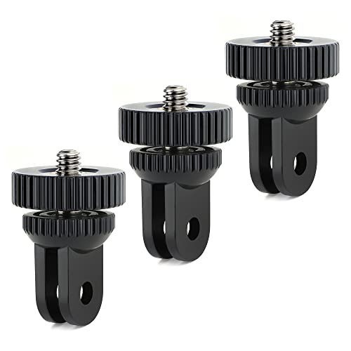 YALLSAME Tripod Adapter Mount for GoPro Camera Go Pro Mount Accessories, Standard 1/4 Inch - 20 Conversion Attachment Adapters for GoPro Hero 13 12 11 10 9 8 7 6 5 4 3, DJI OSMO Action 3-PACK