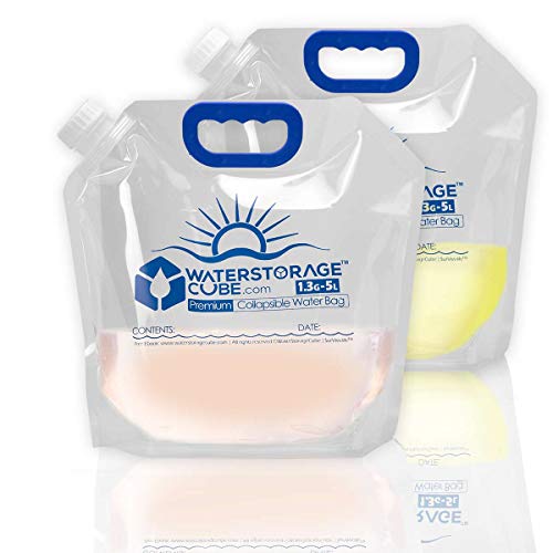 WaterStorageCube Premium Collapsible Water Container Bags 1.3 Gal (2-Pack)
