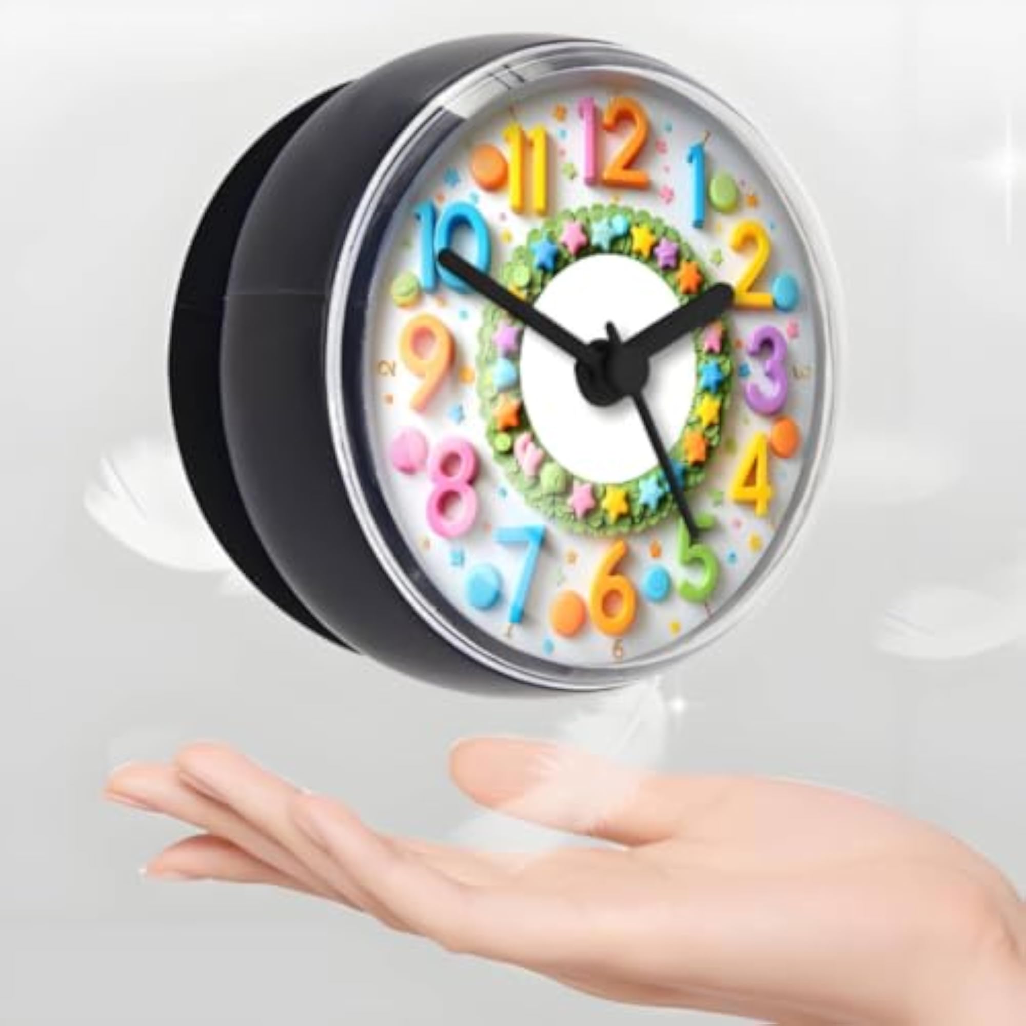 Dark Grey Waterproof Suction Cup Clock for Bathroom