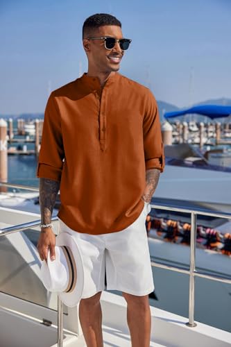 Image of Zombom Men's Kurta || Chinese Collar Long Sleeves || Straight Hip Length Kurtas || Short Kurta for Men || for Festival || Function || Occasion Wear Fancy Kurta for || Best Gifts for Men