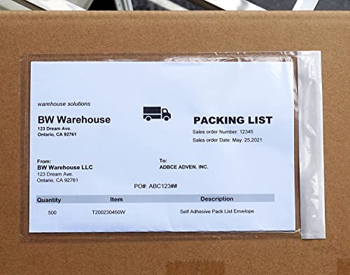 Premium 6''X10'' Packing List Envelope, Tailored Size For Letter-Size Paper Folded In Half, Adhesive Shipping Label Pouch/Sleeve (100 Pack) #TOP2