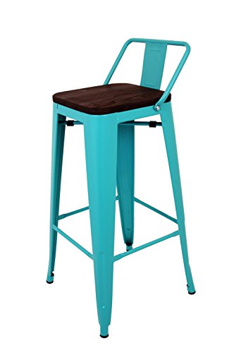 La Silla Española Tólix Taburete con Respaldo, Acero Inoxidable, Turquesa, 53.50x52x73 cm