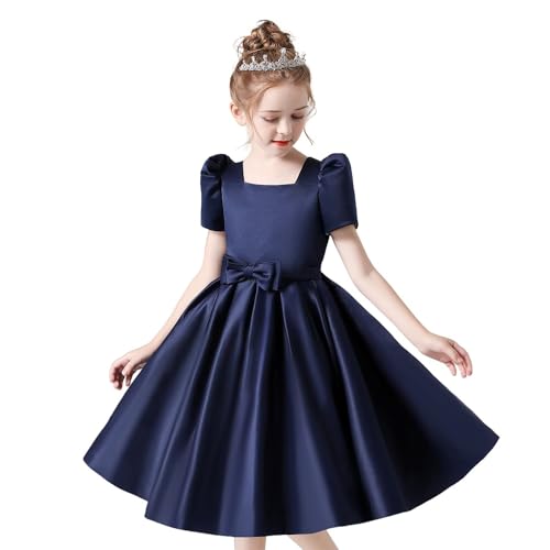 dideyttawl Short Flower Girl Dresses Satin Princess Junior Bridesmaid Dress for Wedding Knee Length Ball Gown 6503