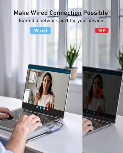 Image of BENFEI USB 3.0 to Ethernet Adapter, USB C to RJ45 Gigabit LAN (1000Mbps) Network Adapter, Compatible with MacBook /Pro /Air, Surface Pro, Windows 11 /10 /8 /7, Mac OS [Aluminium Shell&Nylon Cable]