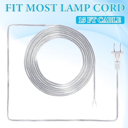 Saysurey Lamp Cord with End Plug Replacement Electric Lamp Wire Clear 18/2 SPT-1 Wire Stripped End Ready for Wiring Repair Part for Table Floor Lighting Fixture(15ft,Clear Silver) - Thumbnail 2