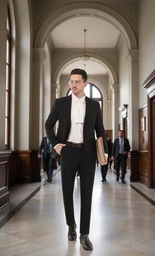 Image of SaintX Men's Black Formal Blazer for Advocates | Court Dress | Regular Fit | Fully Lined | Professional Legal Wear