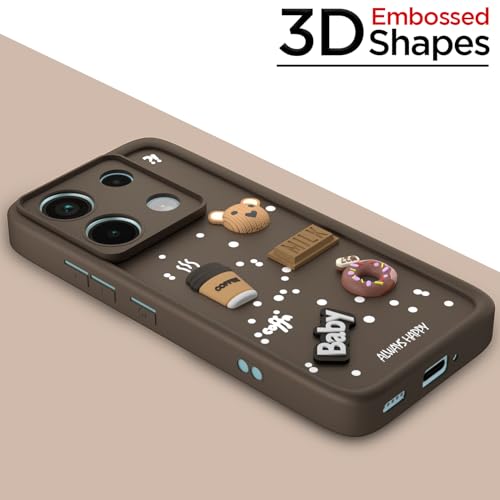 Image of Pikkme Back Cover for Redmi Note 13 Pro 5G / Poco X6 5G | Cute Fun Cartoon 3D Bear Silicone Full Body Protection Bumper Cover (Brown)