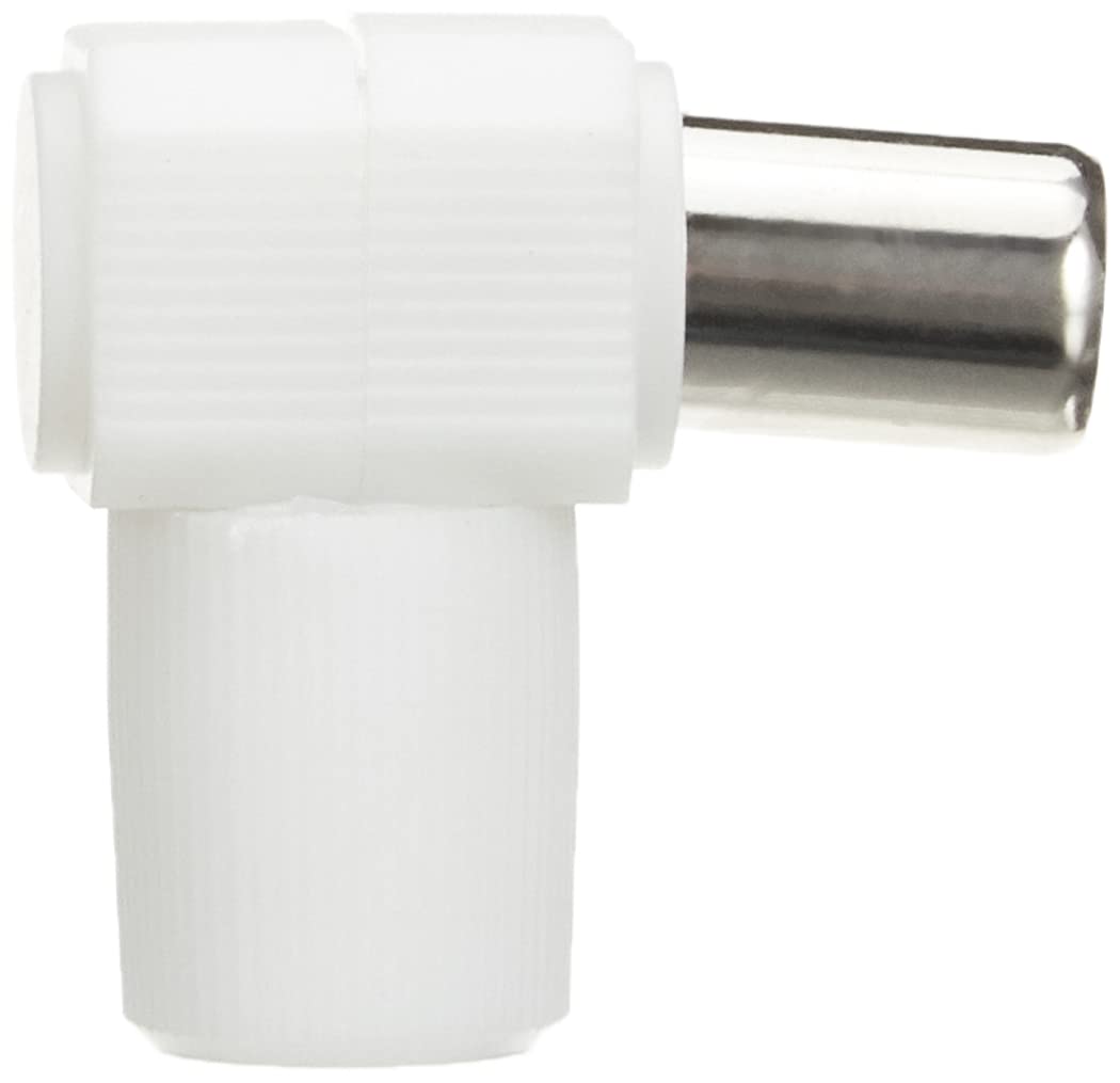 Metronic 438106 - Conector TV de 9.52 mm acodado, Color Blanco
