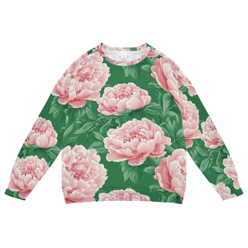 JUNZAN Cute Peonies Green Little Kids Pullover Hoodie Fleece Fall Tops Shirts Sports 4T