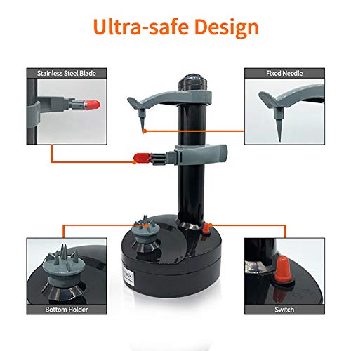 Electric Potato Peeler Automatic Apple Rotato + 18 Replaceable Blades Electric Fruits Vegetables Peeler,Cowstook(Black) #TOP3