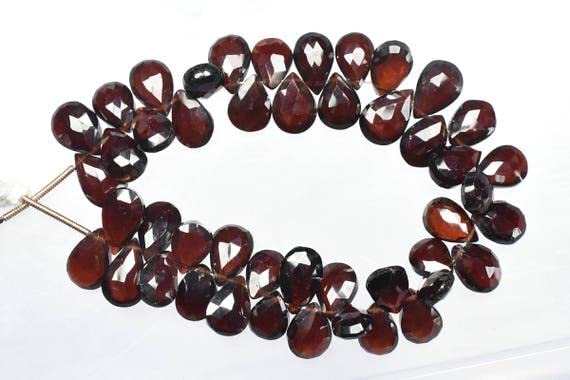 GRENAT ROUGE NATUREL PERLES BRIOLETTE POUR CRÉER DES BOUCLES D'OREILLES
