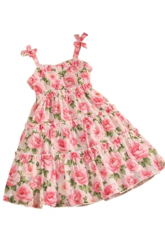 Image of Buy & Try Girls Printed Georgette Frock, Sleeveless Summer Dress, Lightweight Knee Length Baby Girl Dress, Casual Outfit, Soft Comfortable Fabric, Stylish Kids Wear